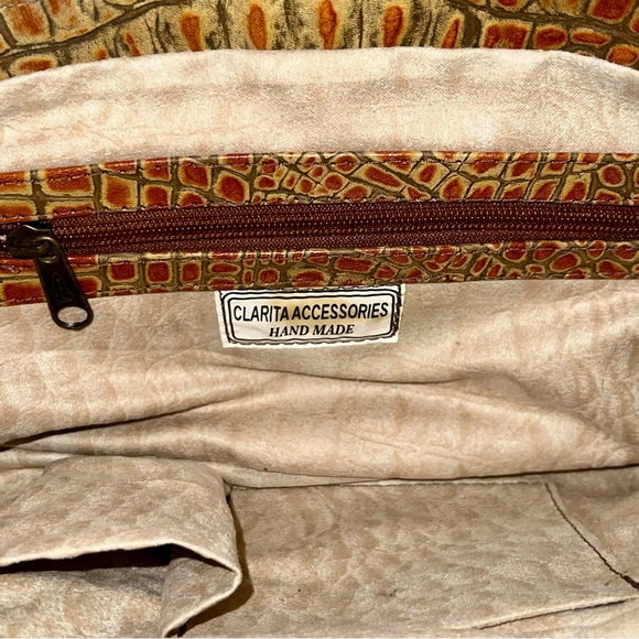 Clarita Accessories Handmade Alligator Skin Leather Two-Tone Bag - Picture 8 of 11